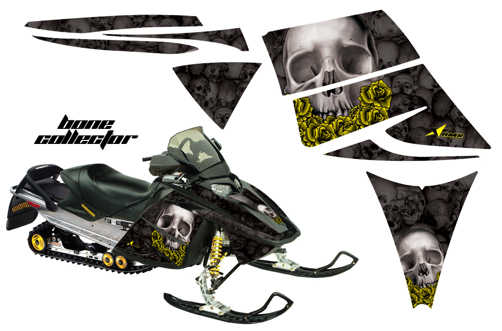 Ski-Doo Rev Graphics Kit BONECOLLECTOR Black YellowRose